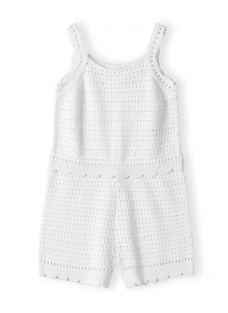 مينوتي Girls breathable white cotton knit playsuit adjustable straps 3-15 years
